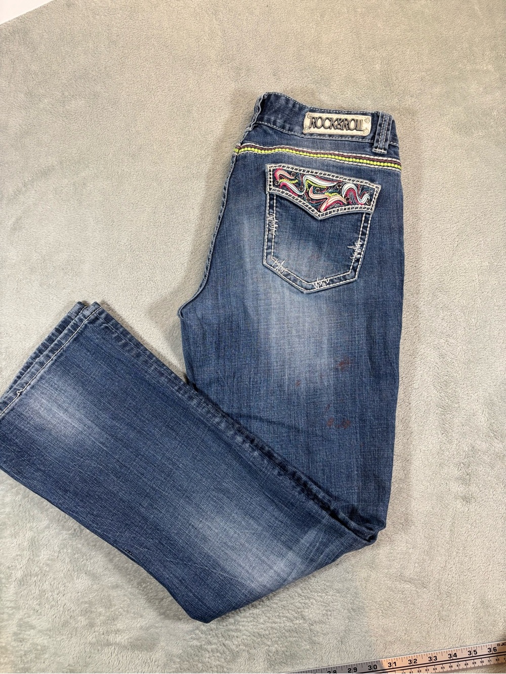 Rock & Roll Cowgirl Embroidered Mid-Rise Bootcut Jeans 31x32